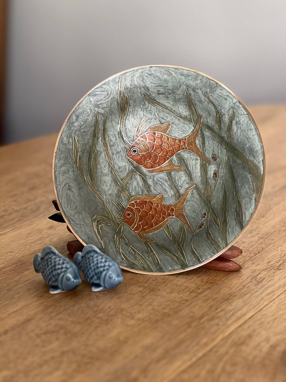 Enameled brass bowl – piece signed by the artist A.Schelde