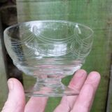 Set of 7 engraved crystal stemmed dessert cups