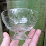 Set of 7 engraved crystal stemmed dessert cups