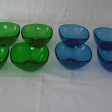 8 Vereco ramekin cups blue - vintage green