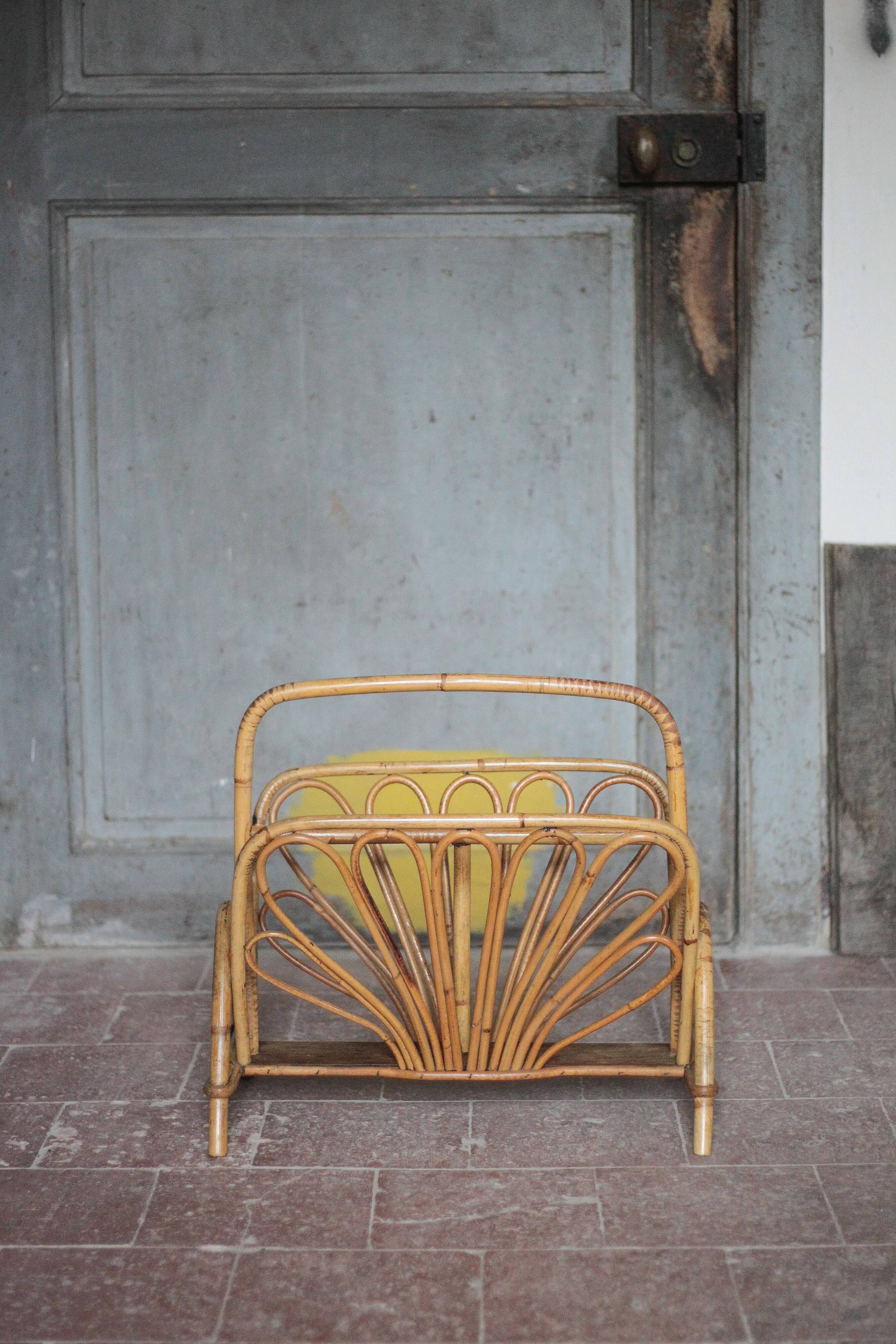 Porte-revue rotin, porte-revue osier, rangement magazines
