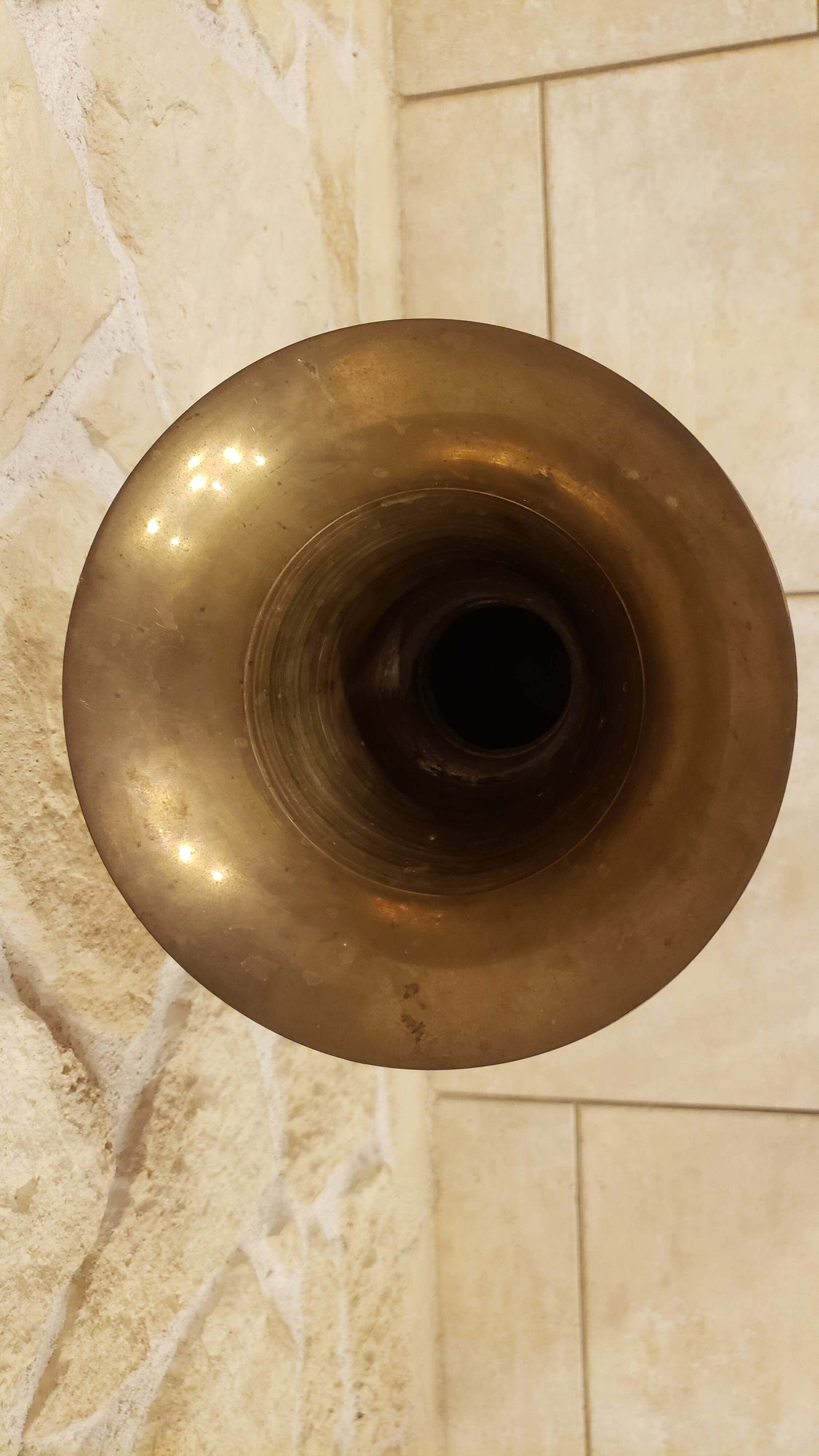 Large brass and cloisonné enamel vase