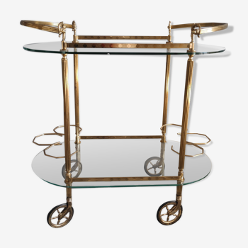 serves bar 2 glass trays and brass structure