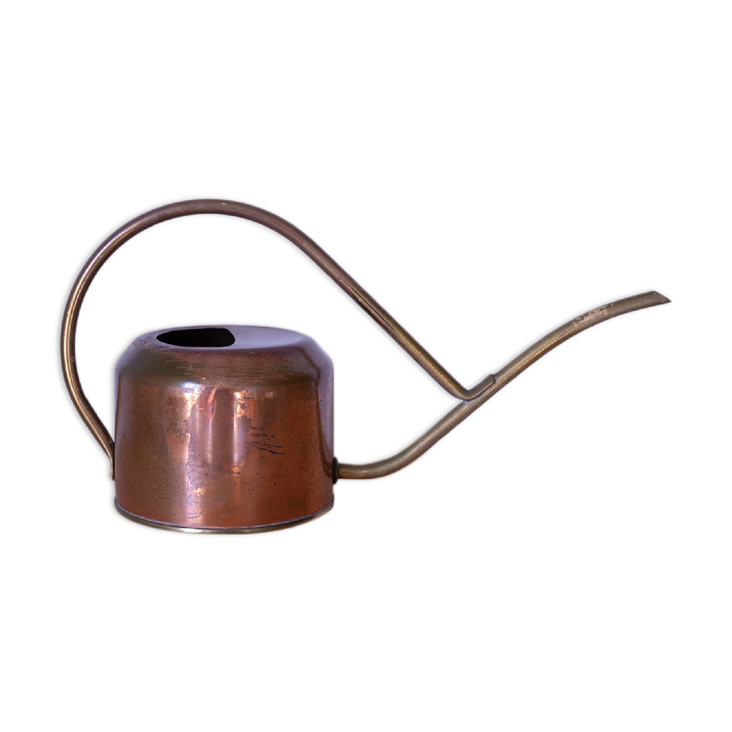 Copper and brass watering can
