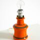 Beautiful 1960s orange ceramic table lamp with Cocoon shade | Made in Italy