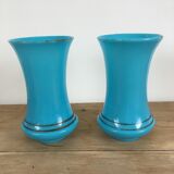 Pair of turquoise blue opaline vases