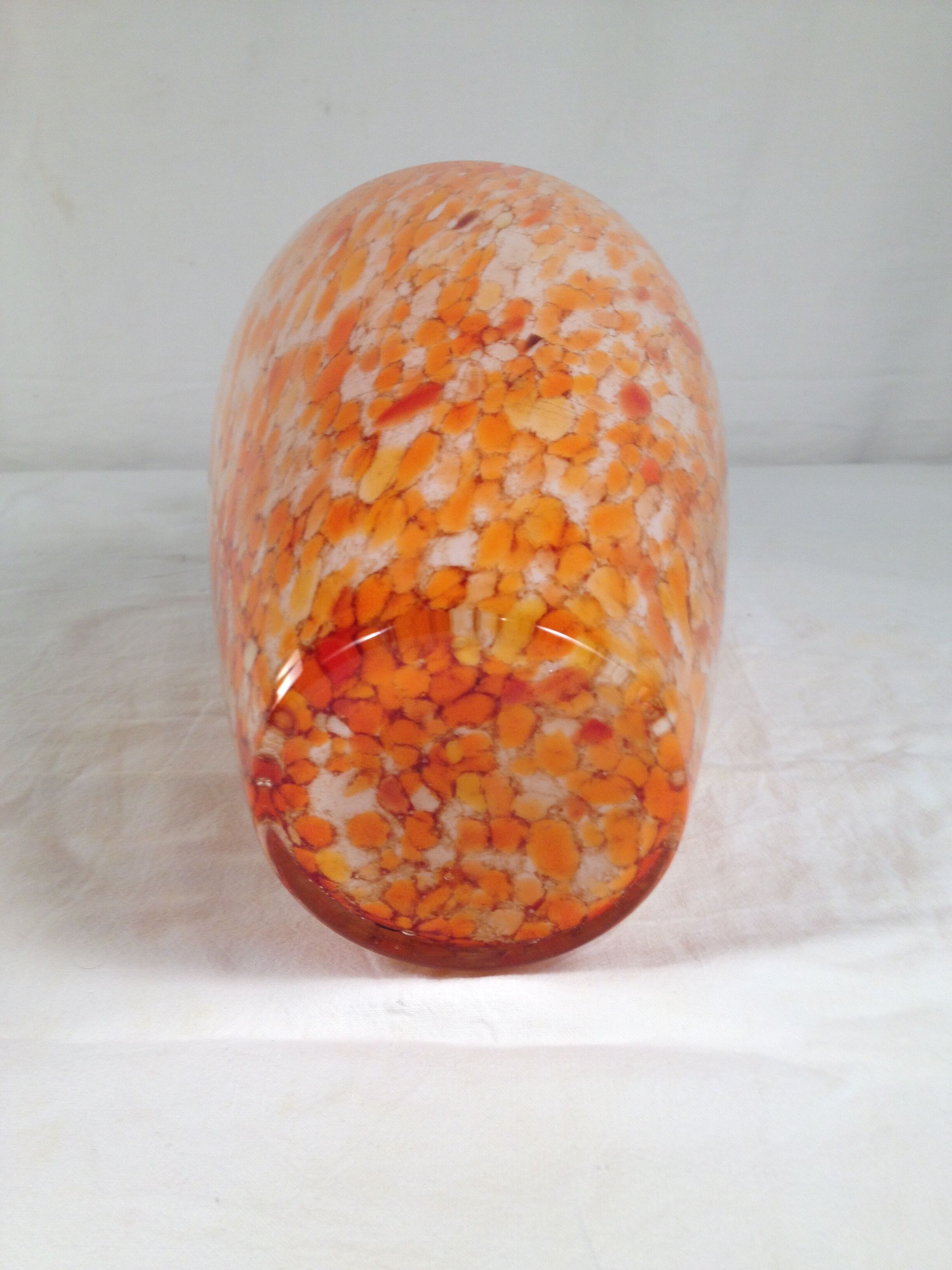 Orange multicolored glass vase, 70s