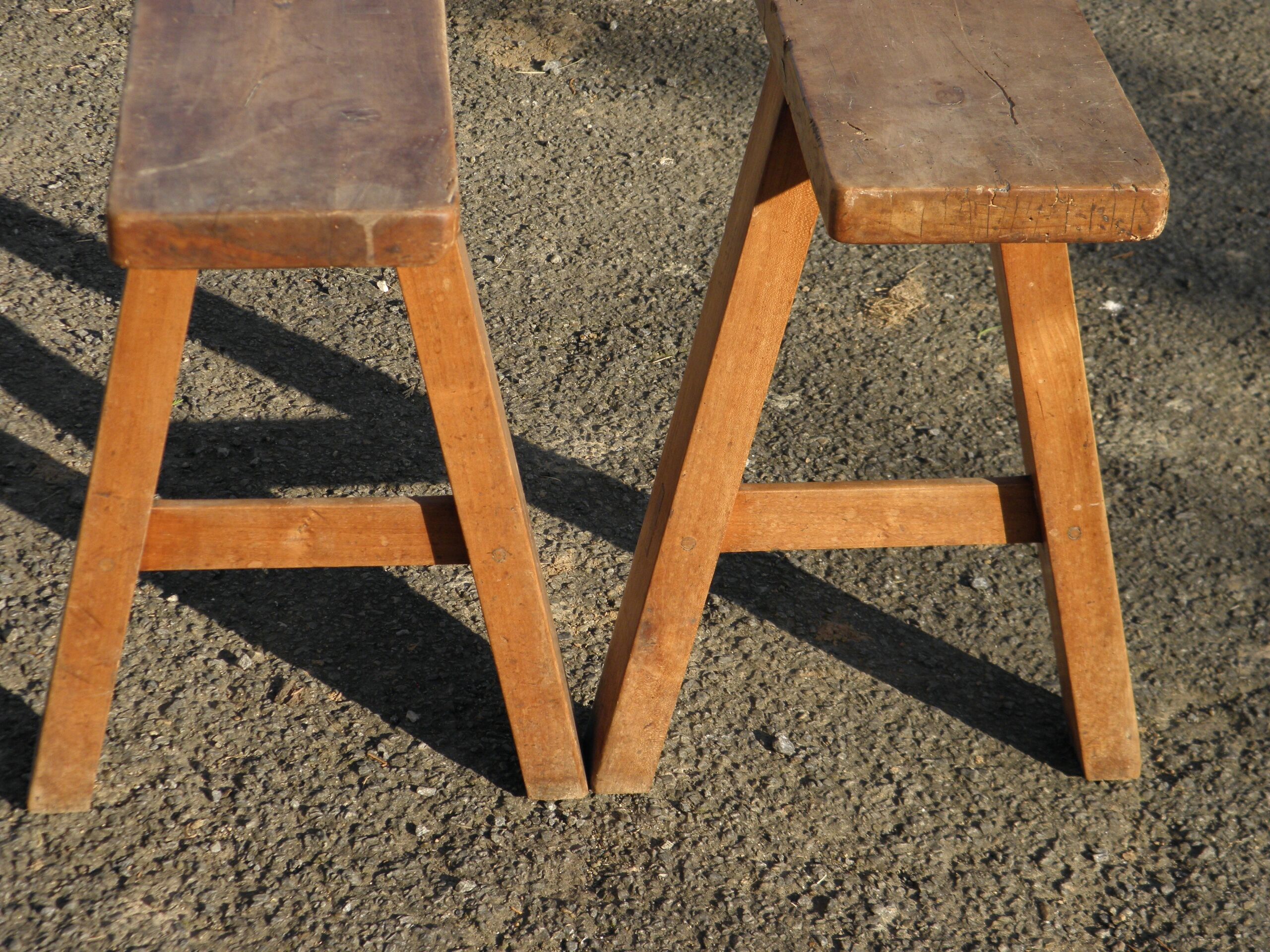 Pair of cherry farm benches