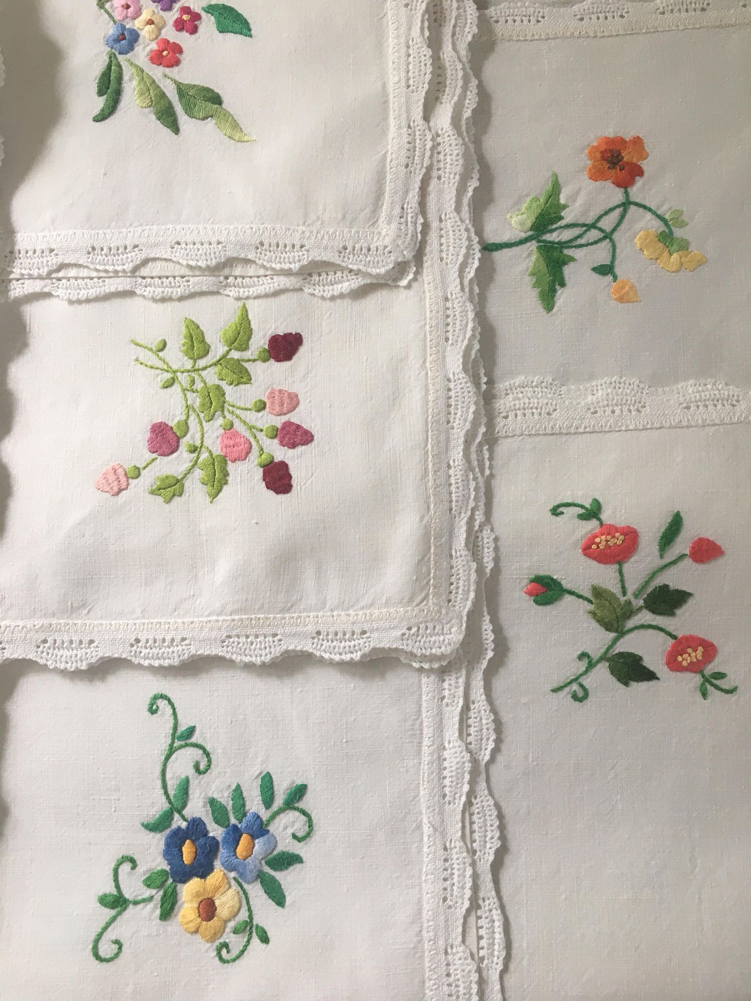 8 hand-embroidered napkins