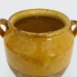 pot à confit jaune vernissé, sud ouest de la France. Pot de conservation. Pyrénées XIXème