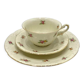 Porcelain set of breakfast cup with plates, Elfenbein Porzellan, Germany