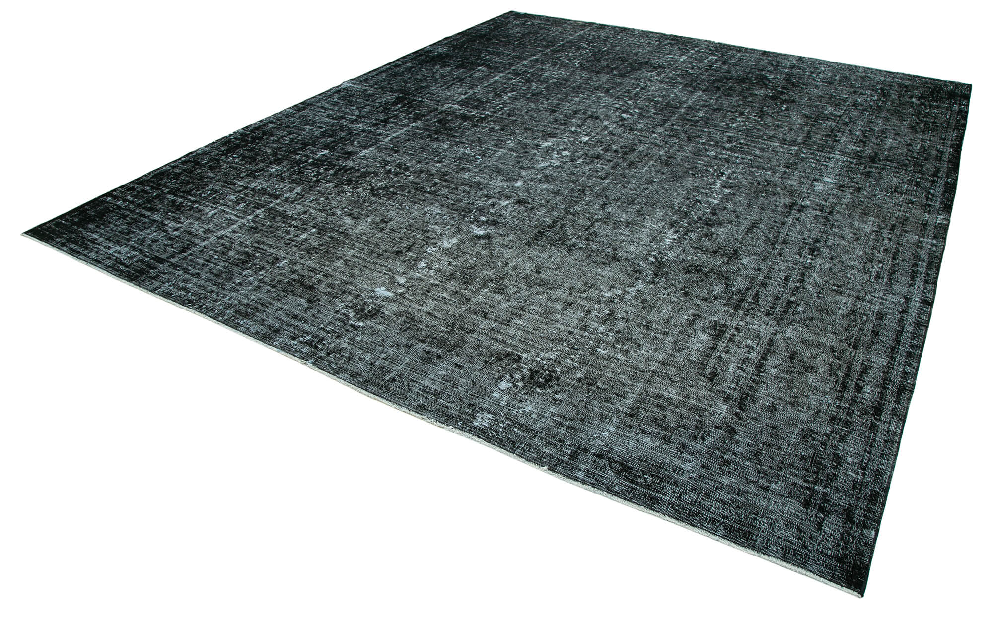 Hand-knotted oriental overdyed 298 cm x 365 cm black wool carpet