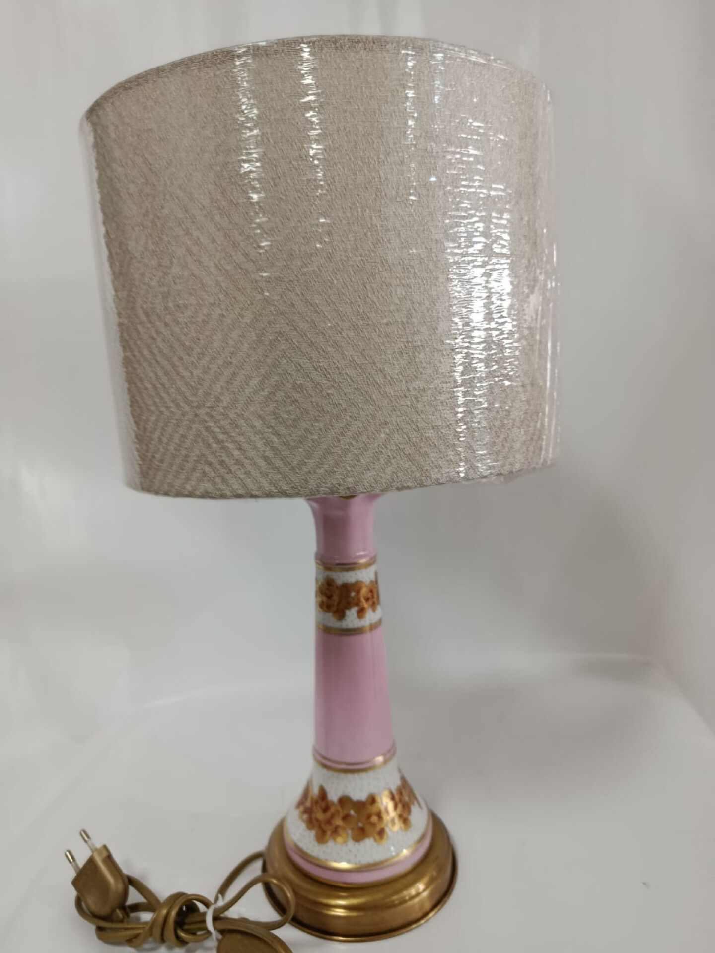 Vintage Pink & Gold Porcelain Table Lamp