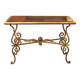 Table basse en fer forgé, plateau en marbre veiné, 1940-1950
