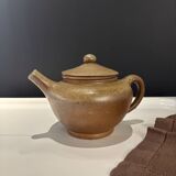 Brown glazed stoneware teapot