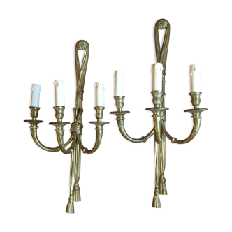 Wall lamps 3 arms bronze knot