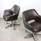 Italian Vintage Chocolate Brown Leather Office Chair
