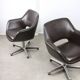 Chaise de bureau italienne vintage en cuir marron chocolat