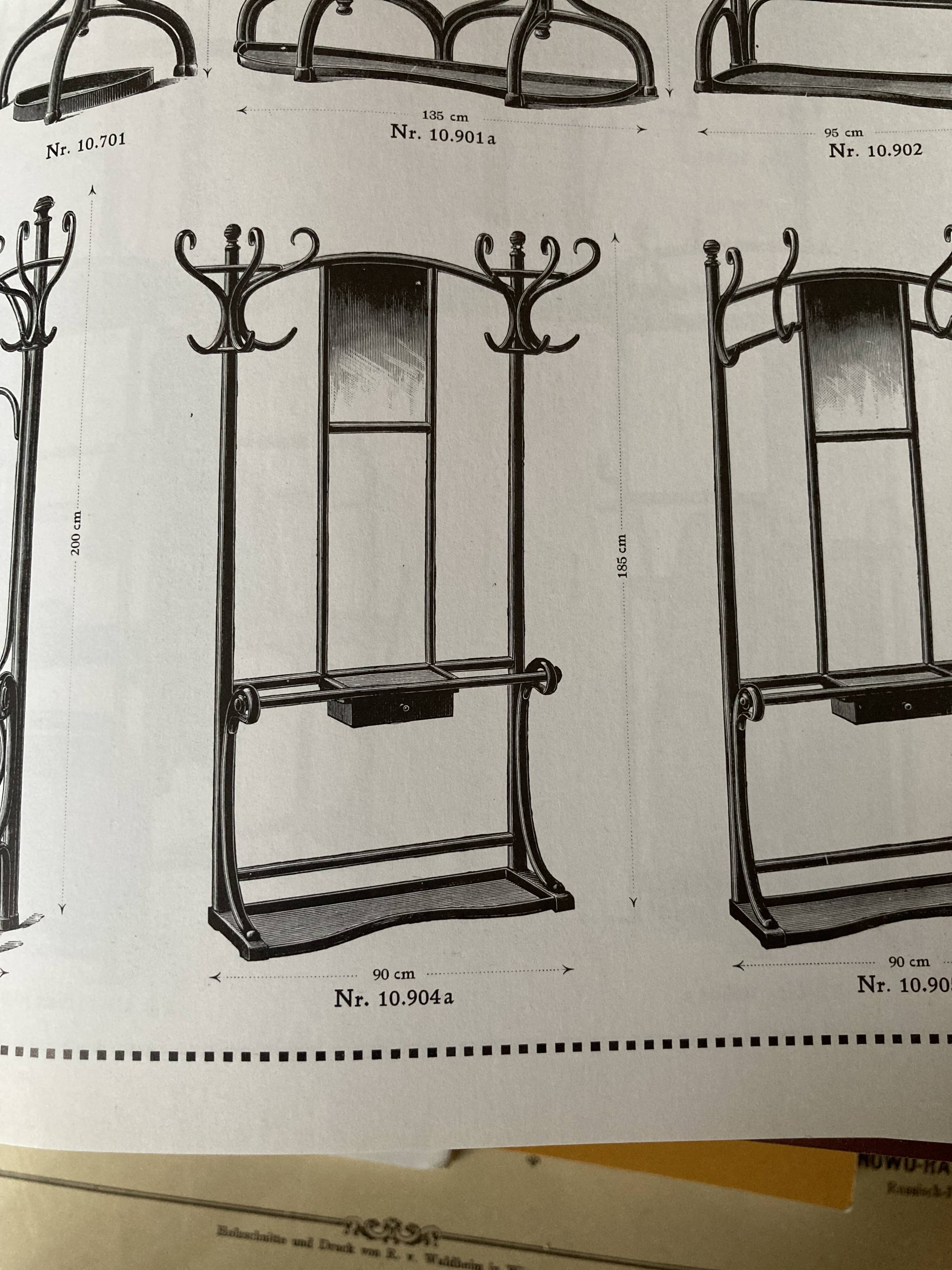 Thonet Coat Rack with Mirror, 1920s