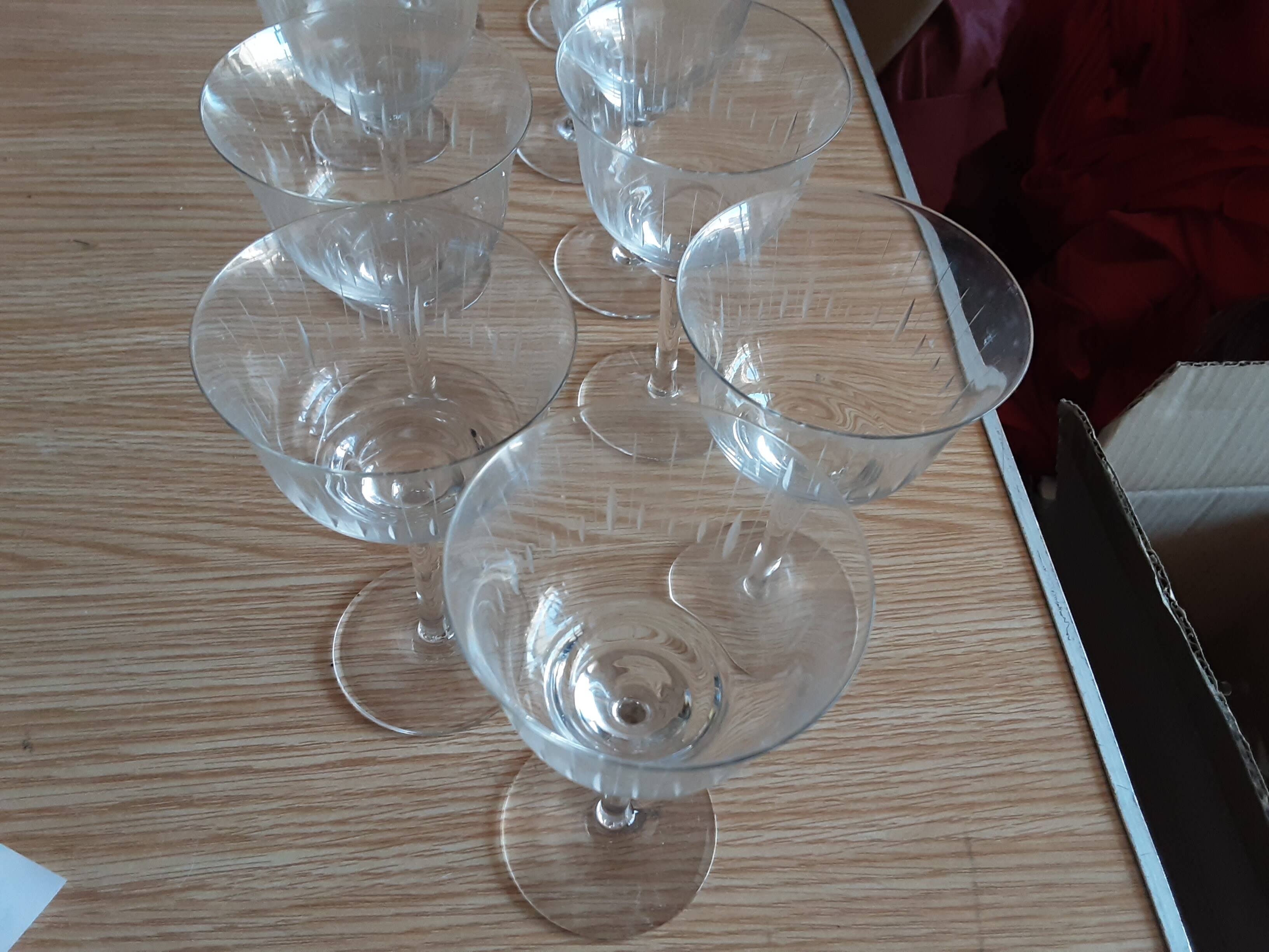 11 stemmed glasses cut glass