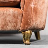 Sofa set two armchairs in velvet 40s vintage