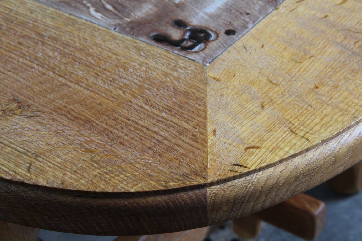 Vintage Danish brutalist oak & tile coffee table in the style of Henning Kjærnulf, 1960s