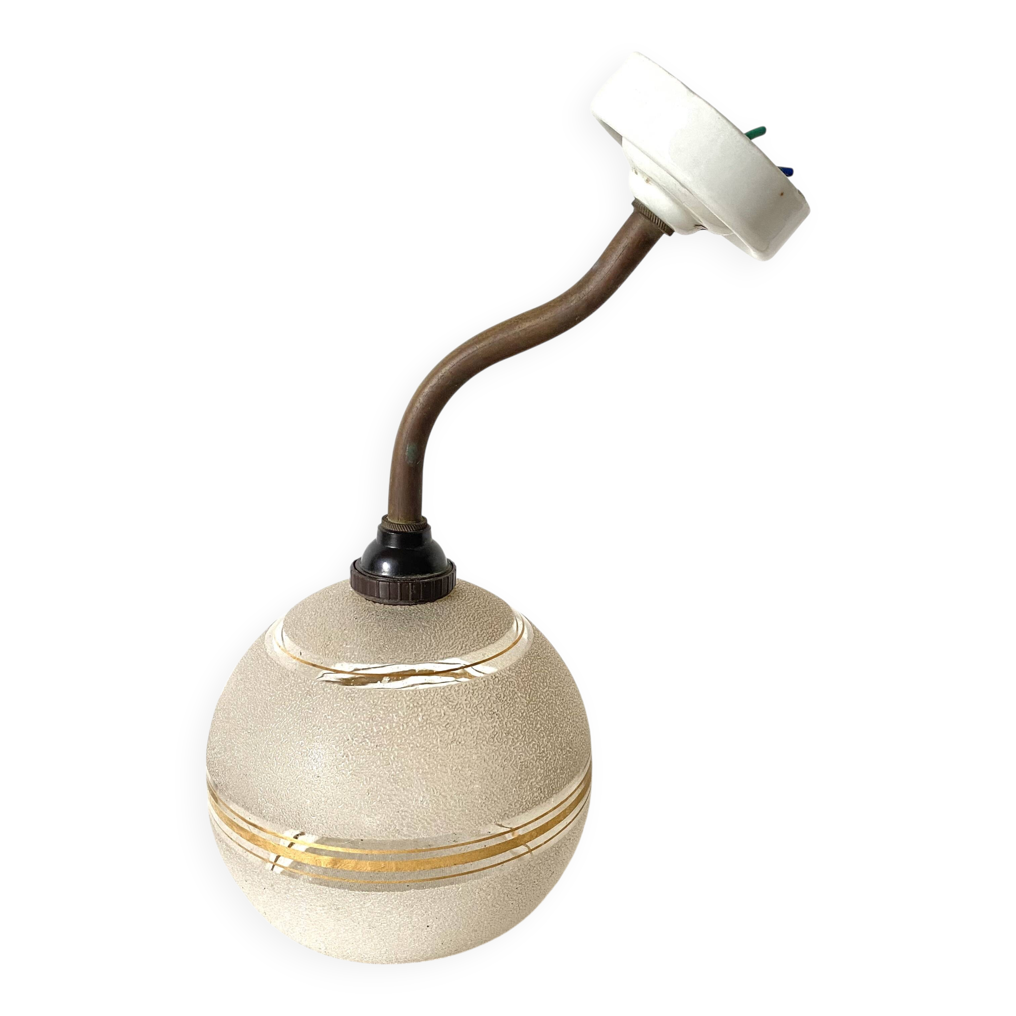 Antique swan neck wall sconce, frosted glass globe