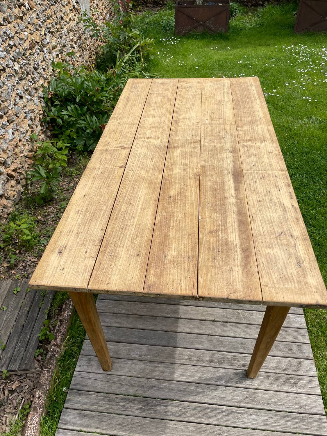 Old light wood farm table