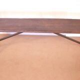 Old burmese teak bench and wrought iron base