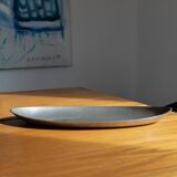 Oval vintage pewter tray by Just Andersen - silver-gray metal, Art Deco Denmark 1930s