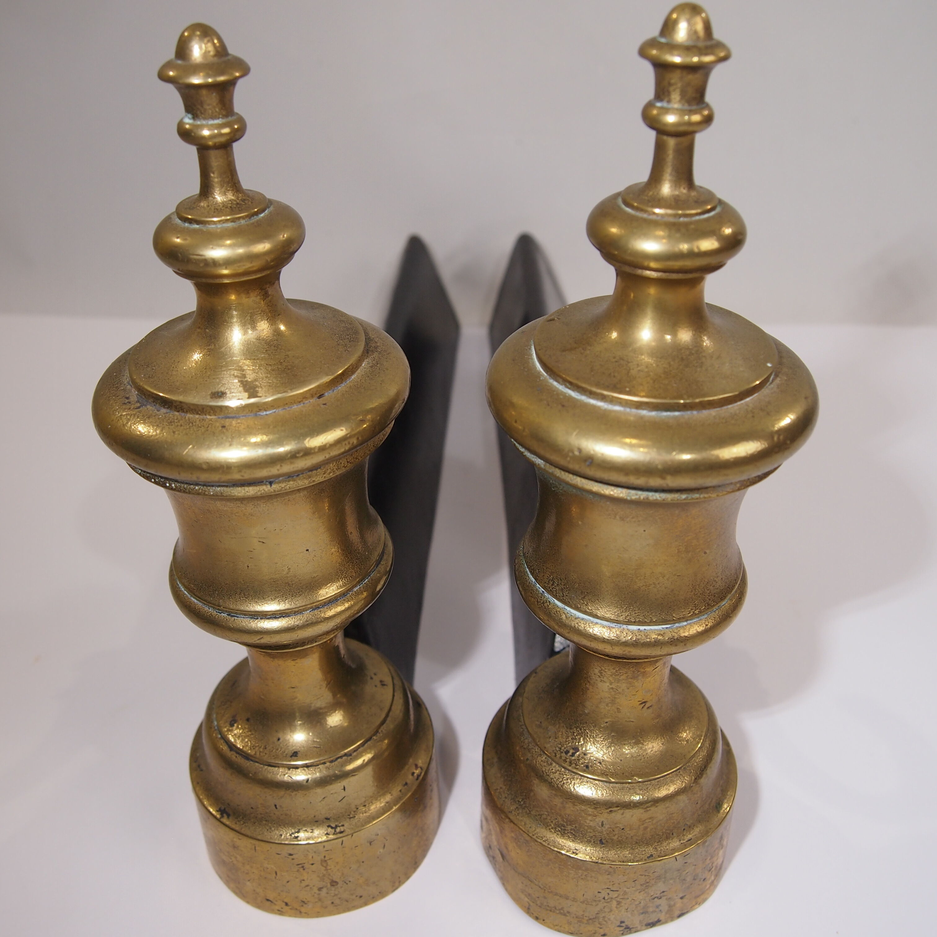 Pair Chenets vintage brass / old fireplace chenets