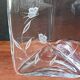 Large vintage crystal triangular transparent vase
