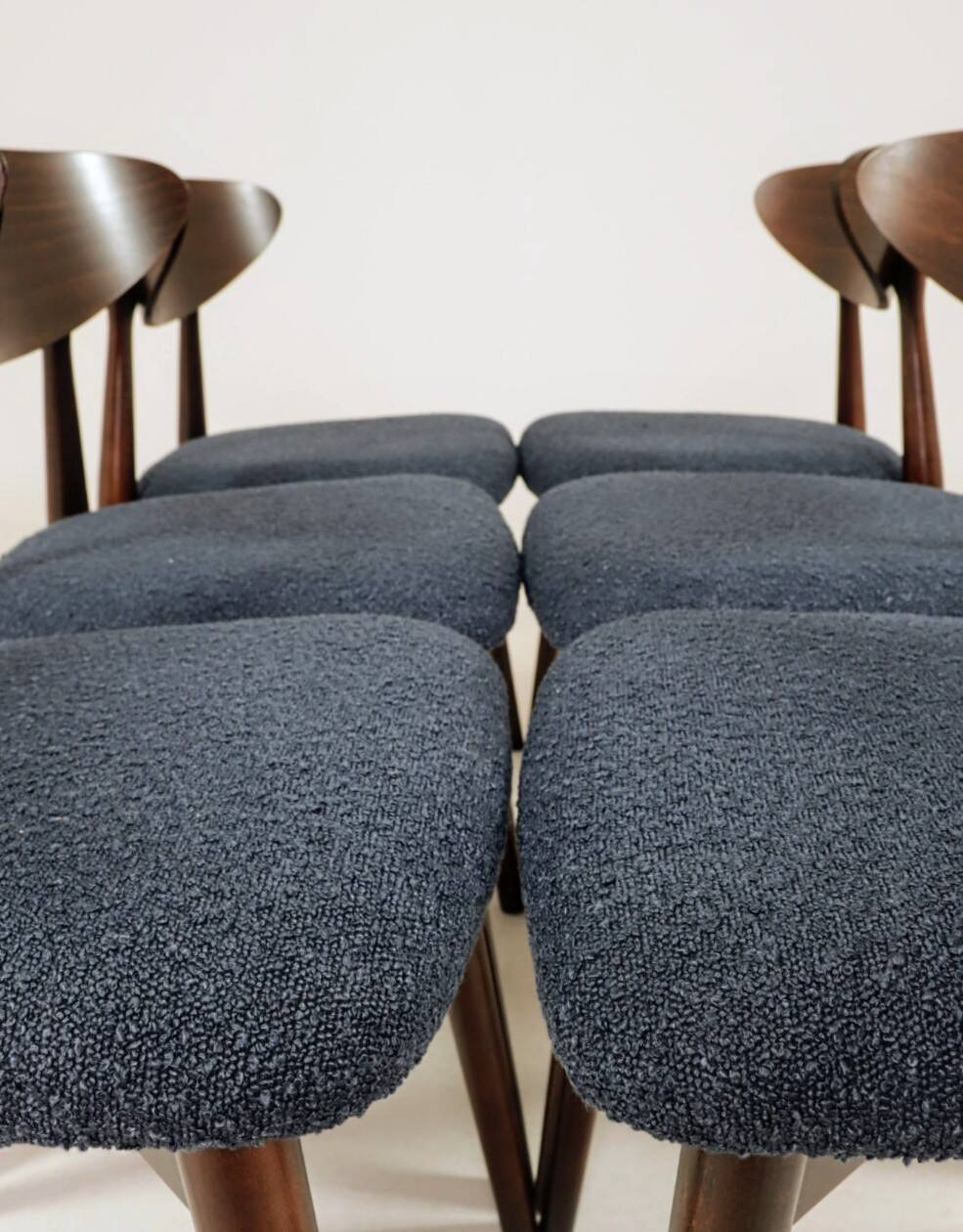 Chaises de salle à manger bouclé bleu marine lot de 6