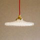 Toothed white opaline pendant lamp with new brass cable and socket