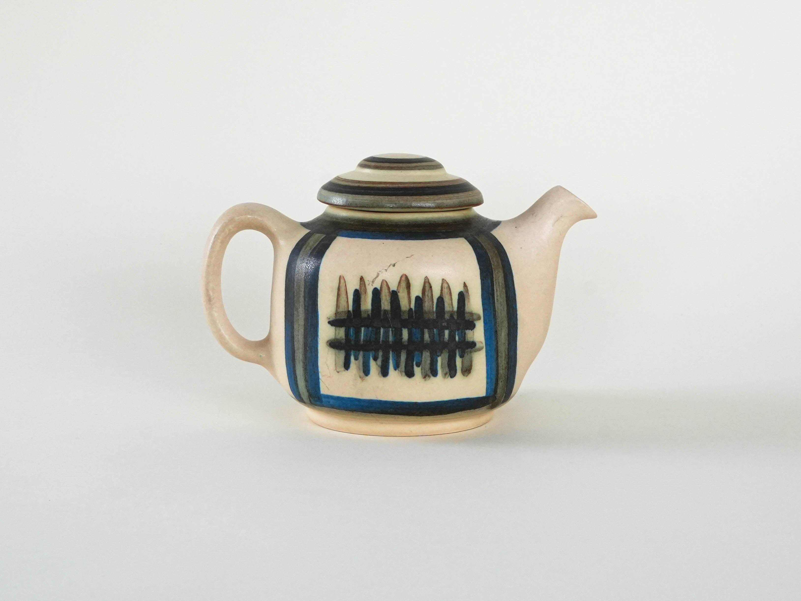 Stoneware teapot, Danish design, 1960s, manufactured by Okela