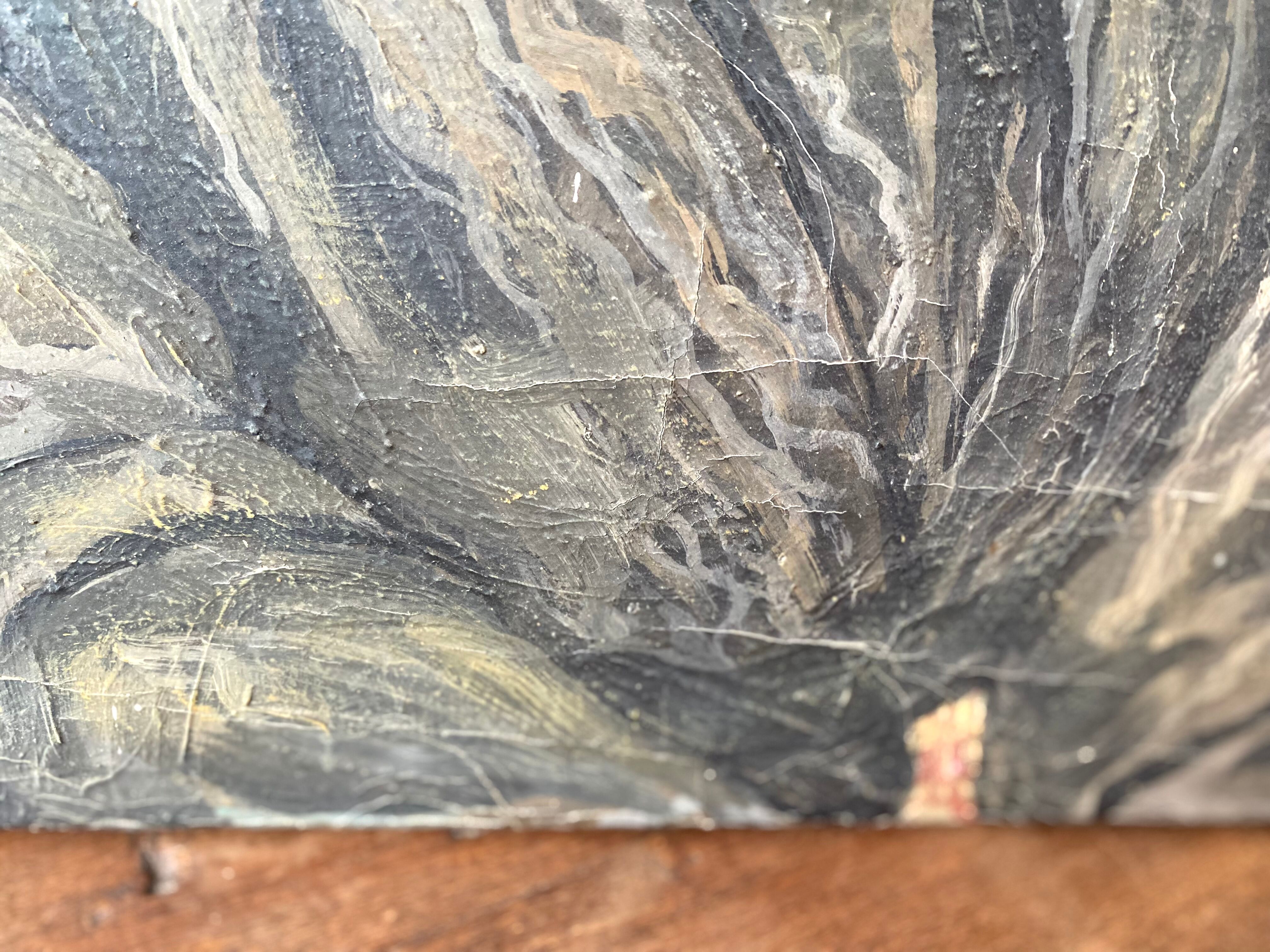 Oil portrait on canvas of an elegant vintage woman 50s