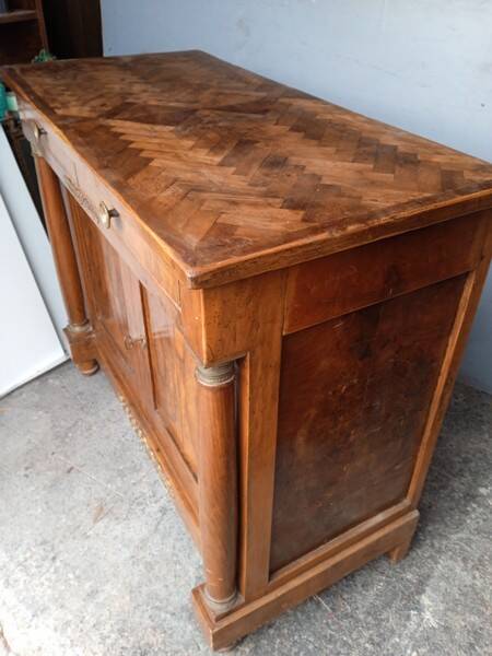 Buffet Empire period bronze marquetry walnut and fruit tree