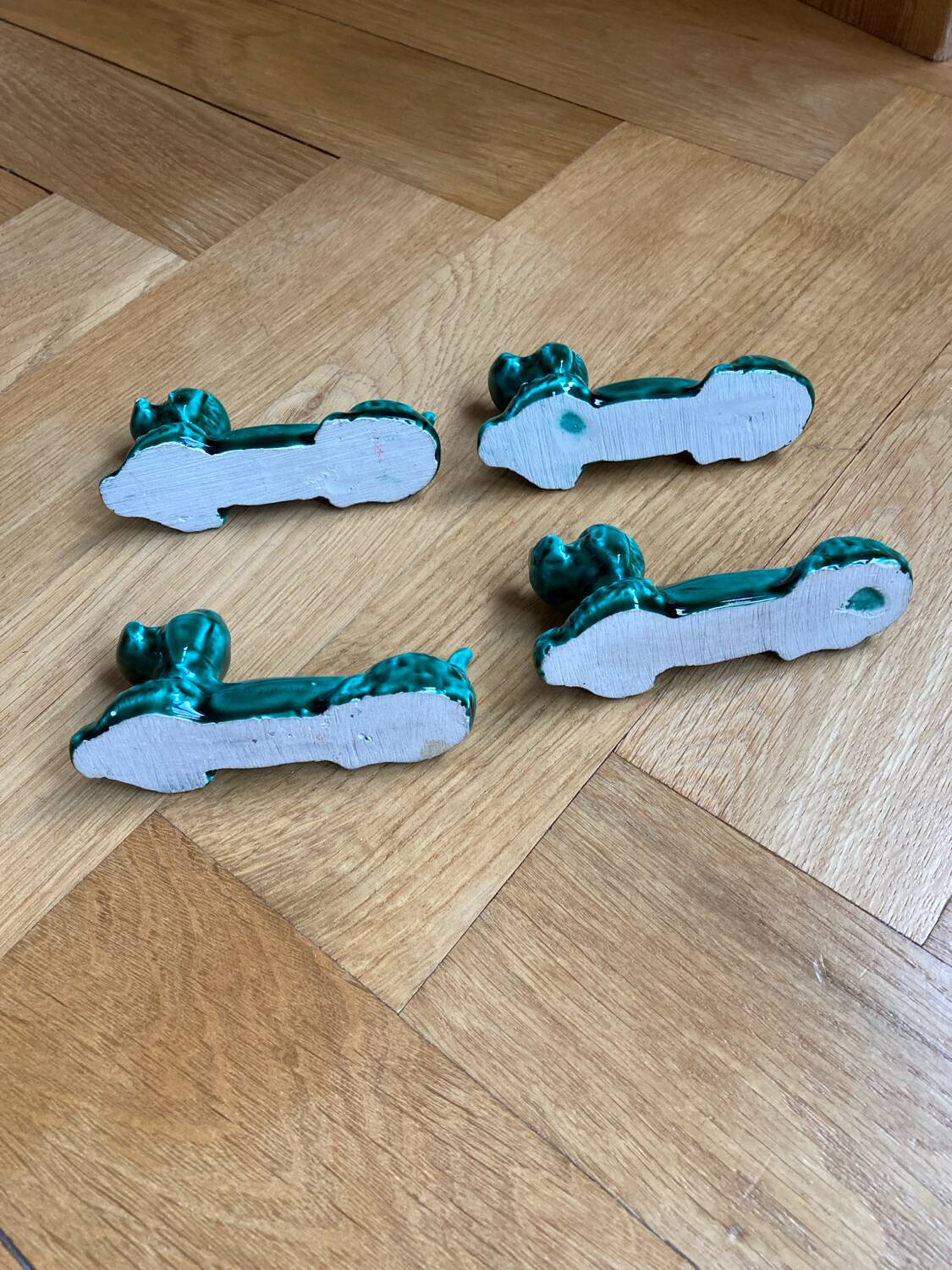 Green ceramic dog knife holder