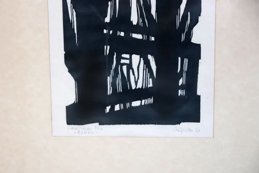 Woodcut titled 'Trees' from 1963