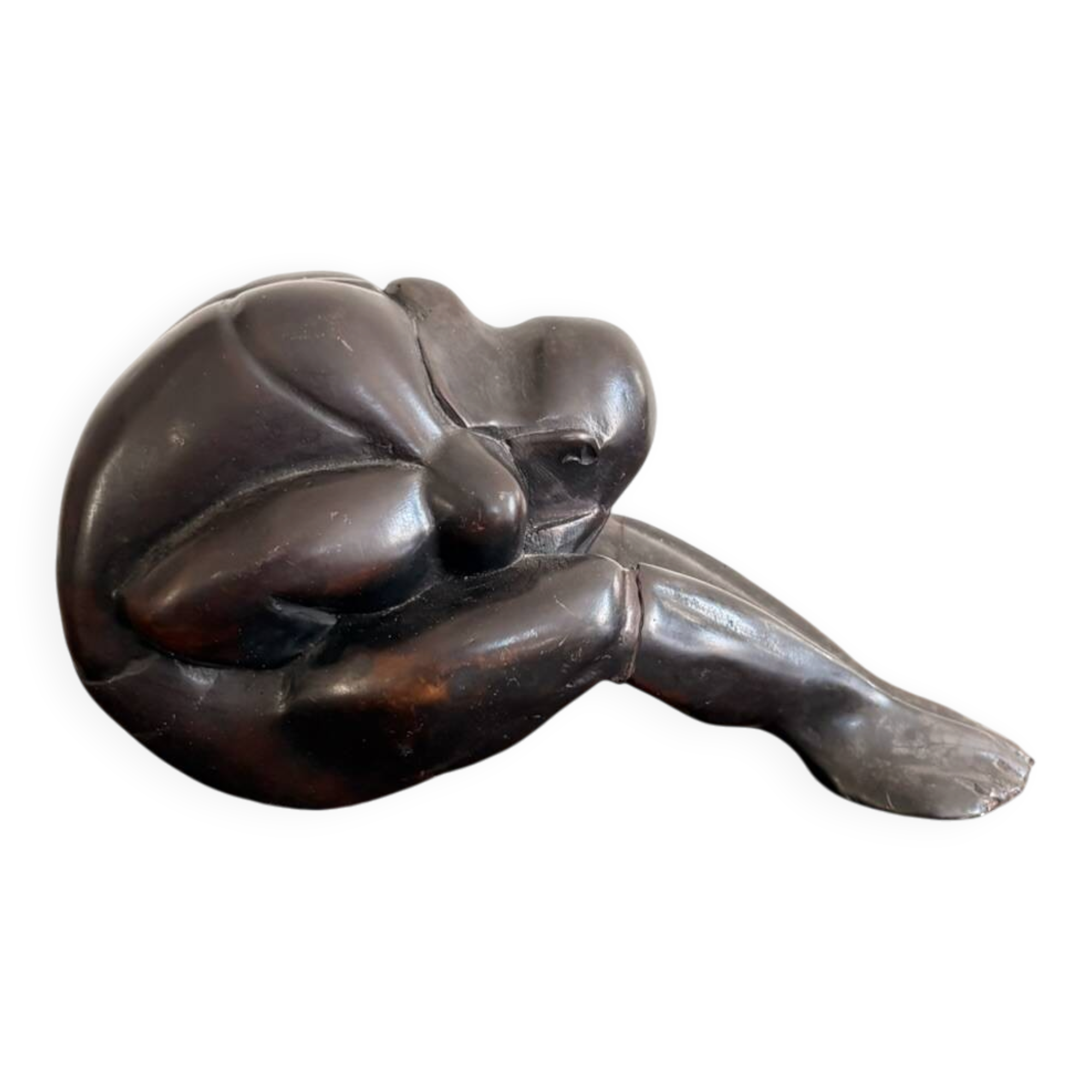 Ancient Atlas Statue Bandung Indonesia Art Deco Dense Ironwood Java