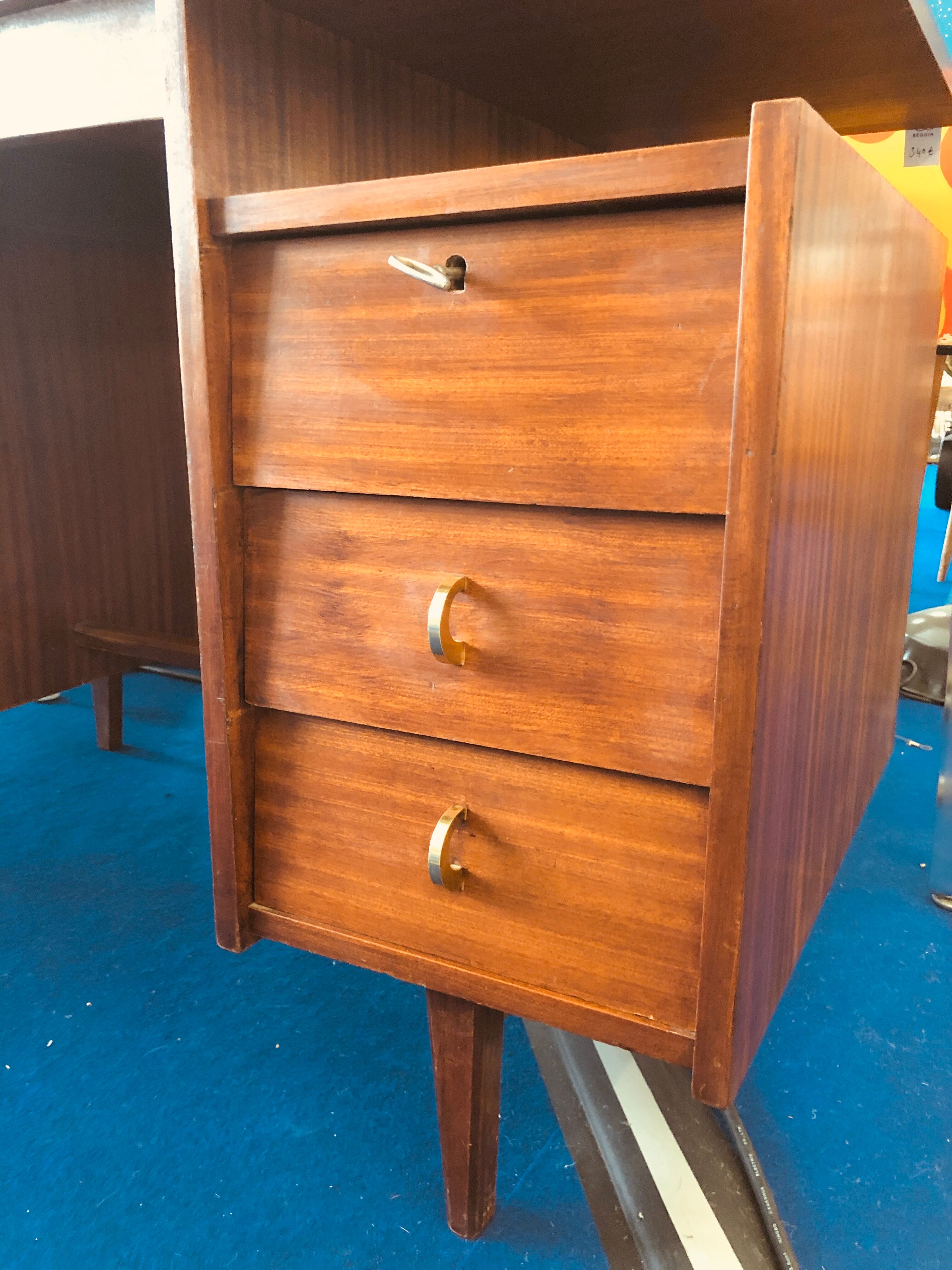 Mahogany writing desk 6 drawers 1960