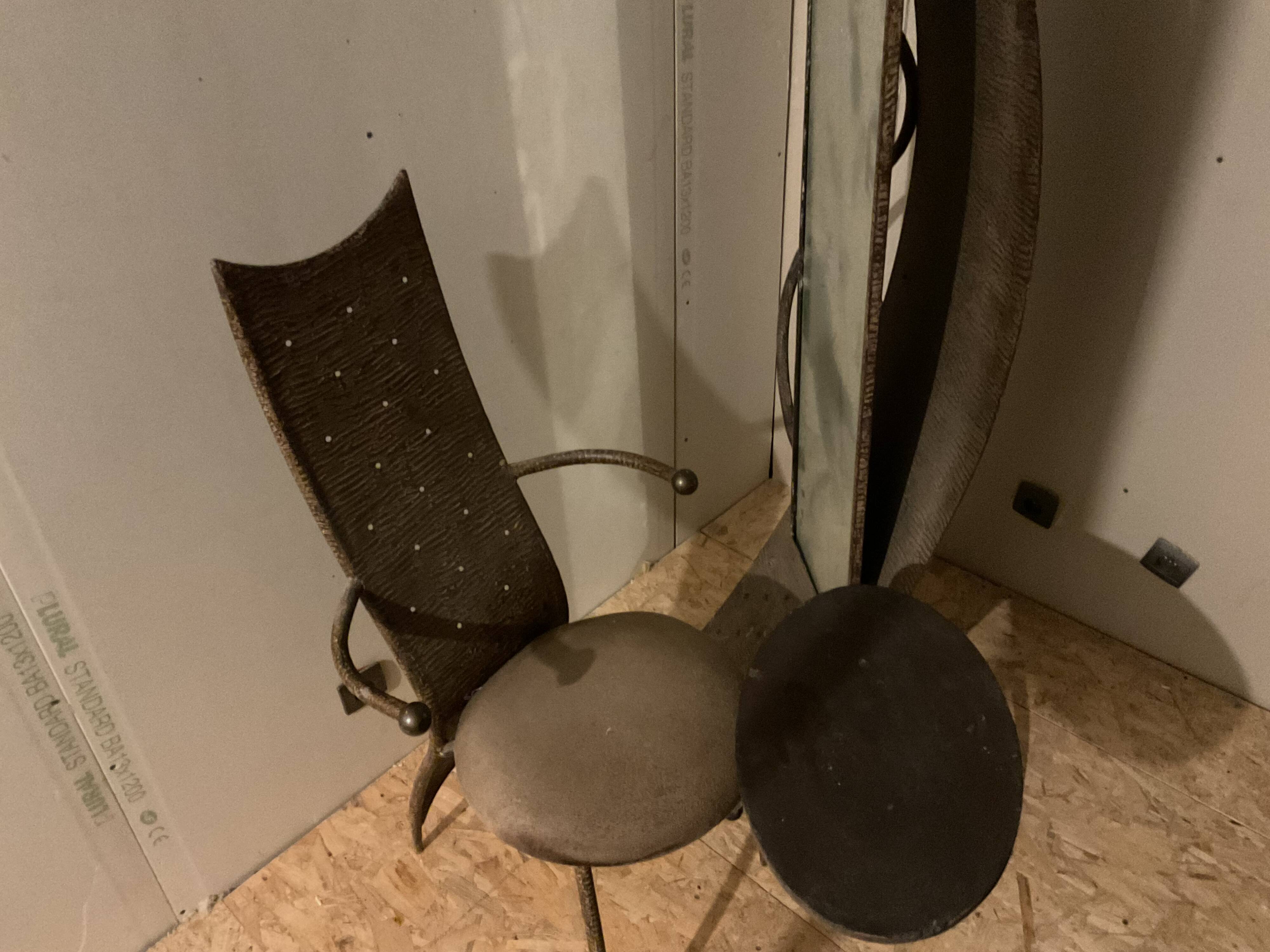Dressing table coat rack by Roger Landault with its chair.