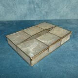 Vintage handkerchief box in philippine mother-of-pearl and circa brass 1970