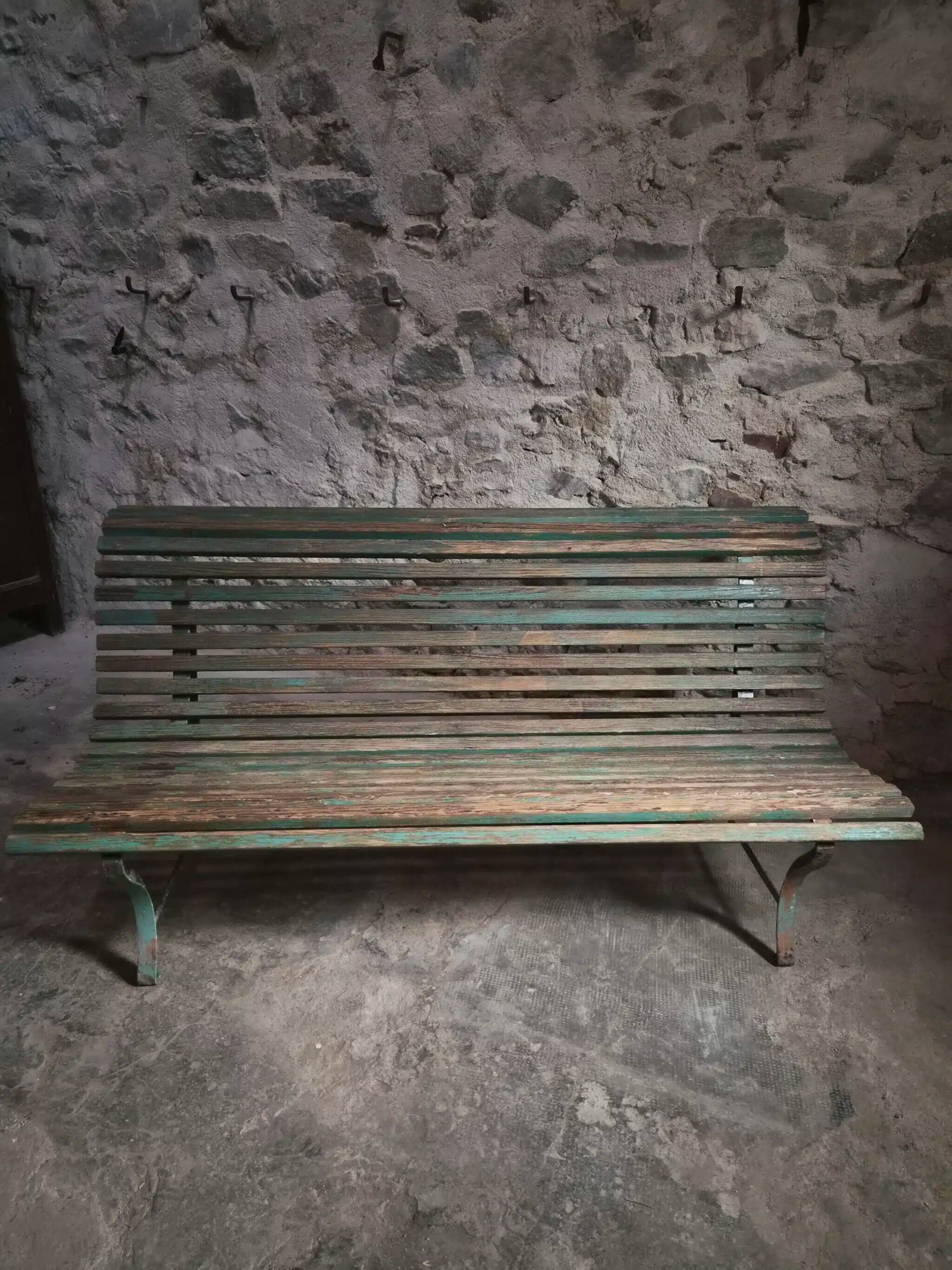French garden bench in wood and iron, 1950s