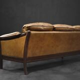 Vintage Mid-Century Danish Modern Cognac Leather 3-Seater Sofa, 1960s
