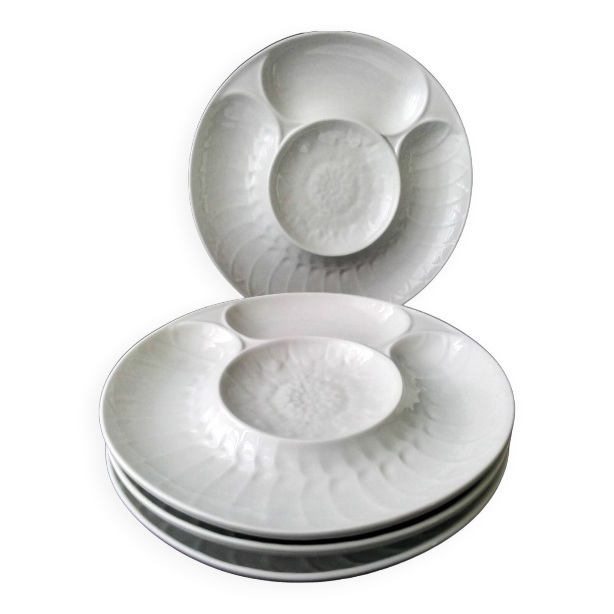 4 L’Hirondelle porcelain artichoke plates from Mehun sur Yèvre