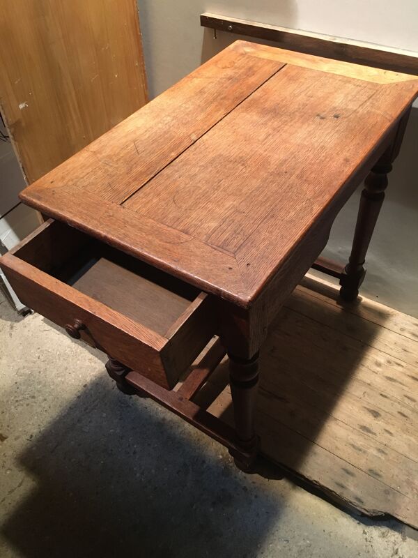 Table écritoire en chêne rustique avec tiroir