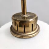 Vintage Glazed Opaline Glass, Teak and Brass Pendant, Italy