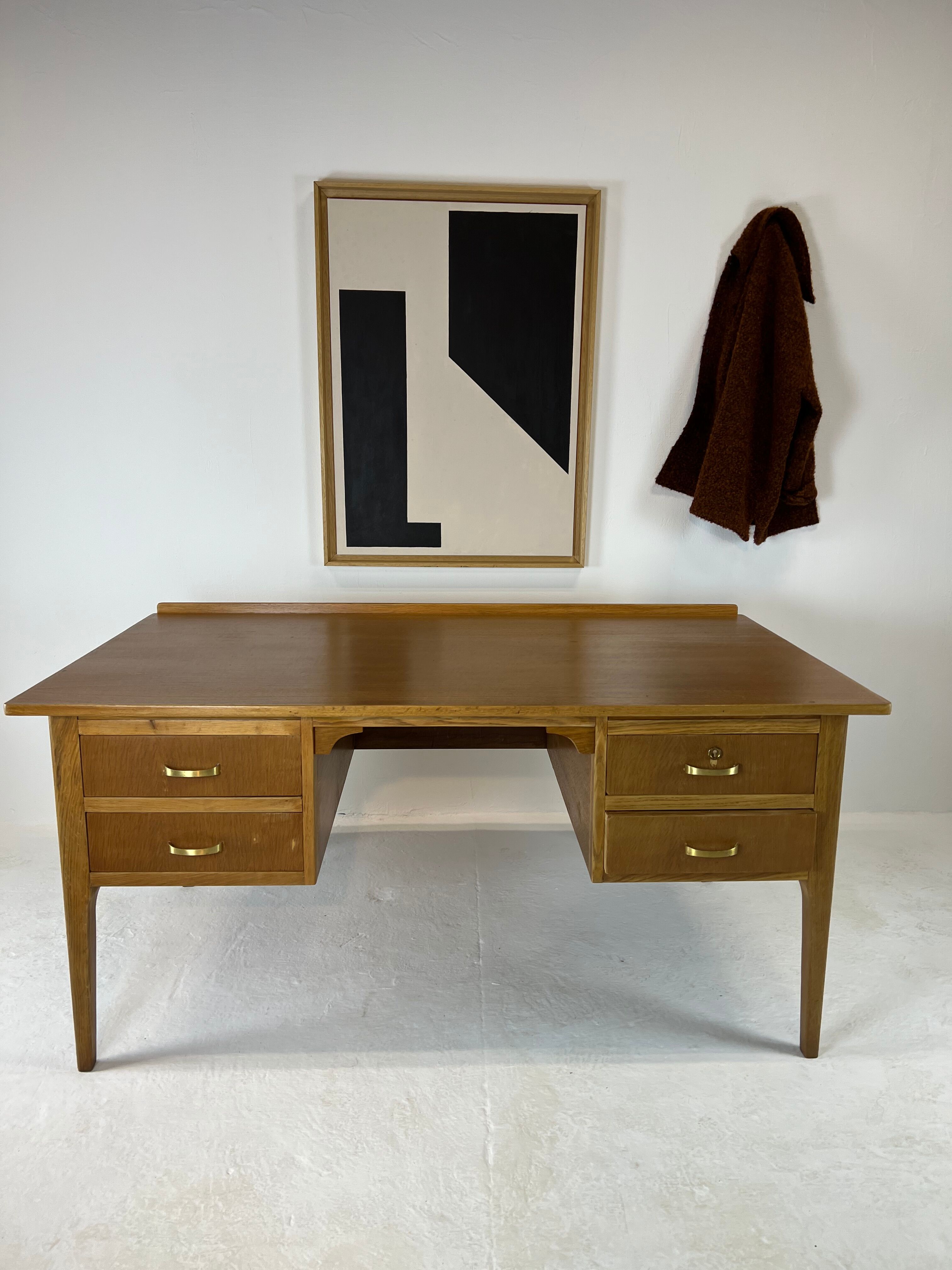 Two-sided oak desk, 50s