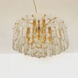 Gilded ice glass ceiling chandelier by J.T. Kalmar
